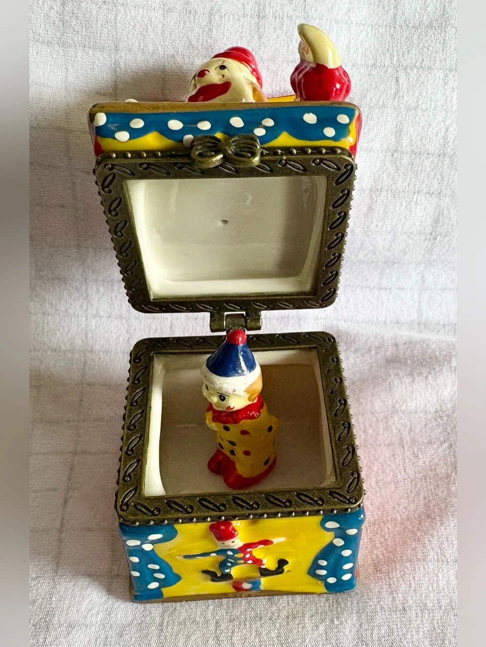 Vintage Ceramic Clown Small Trinket Box